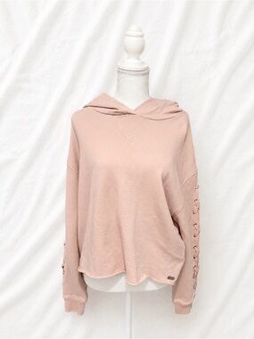 Marc New York Blush Pink Hooded Lace-Up Sleeve Sweatshirt